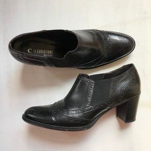 La Canadienne black leather booties